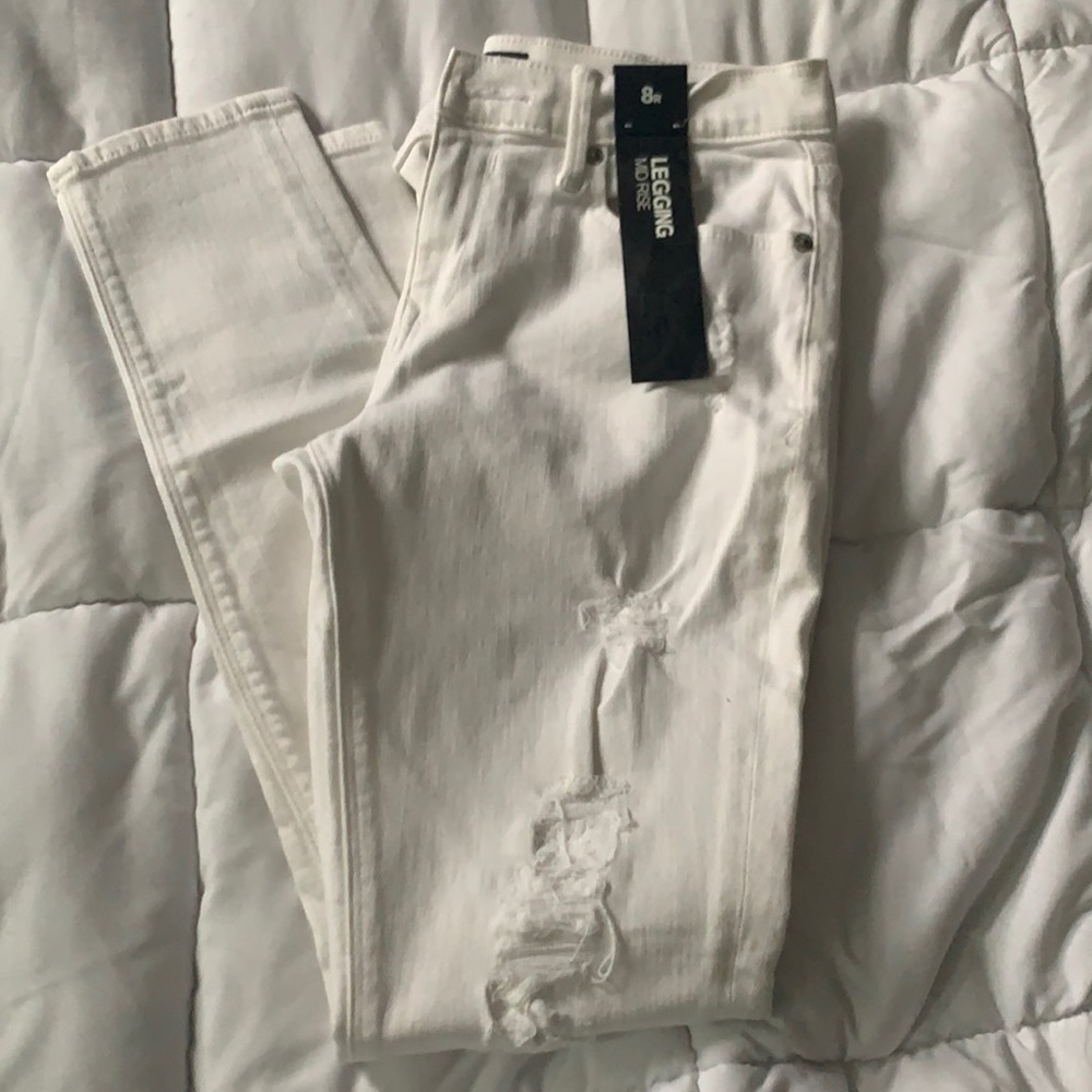 Express white distressed skinny jeans